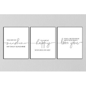 You Are My Sunshine Nursery Decor - Set of 3 11x14 Inch Prints for Baby Nursery - Perfect New Baby Gift - Nursery Wall Art (Unframed)