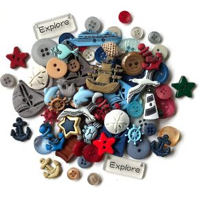 Buttons Galore and More Collection Round Novelty Buttons & Embellishments Based on Variety of Themes, Holidays and Seasons for DIY Crafts, Scrapbooking, Sewing, Cardmaking and other Projects – 50 Pcs