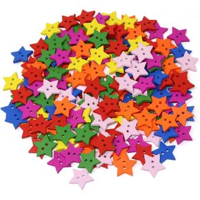Honbay 200PCS Colorful Wooden Star Buttons 2 Holes Buttons Rustic Sewing Buttons Decorative Buttons for Skirts, Gloves, Sweaters, Shirts, Hats, Scarves, Headbands, Scrapbooking and Craft Projects
