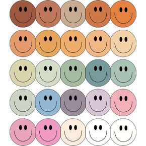 Whaline 69Ft Smile Face Bulletin Board Borders Boho Cartoon Die-Cut Bulletin Borders Colorful Smile Face Shaped Rolled Bulletin Board Trim for School Classroom Office Chalkboard Decor