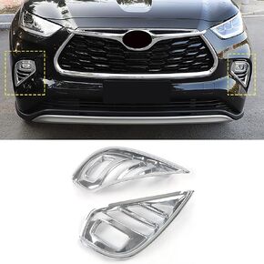 Car Accessories Fit For Toyota Highlander 2020-2023 Exterior Front Fog Lamp Cover Trim Light Panel ( Black) ABS 2 PCS