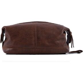 KomalC Premium Unisex Vintage Vanity Dopp Kit - Travel Toiletry Bag Shaving for Men and Women (Light Tan)