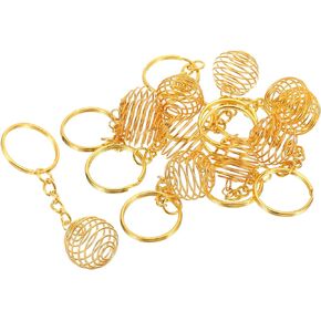 PATIKIL Spiral Bead Cages Pendant with Keychain, Stainless Steel Spring Stone Holder Necklace Cage Pendants for Jewelry Making Crafting
