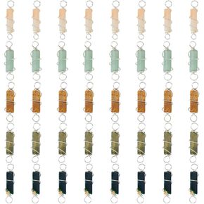 SUPERFINDINGS Natural Gemstones Link Connector Column Crystal Stones Links Silvery Gold Copper Wire Wrapped Stones Charms Links for DIY Jewelry Making