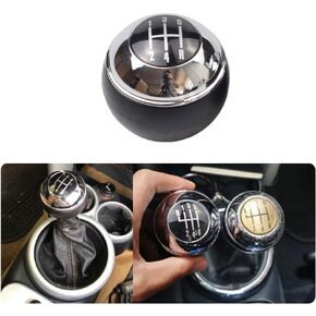 Hacreyatu 5/6 Speed Car Gear Shift Knob Shifter Lever Hand Ball for Mini R50 One D R52 R53 Cooper S 3 Doors 2001 2002 2003 2004 2005-2008 (Bright Silver, 6R Speed)