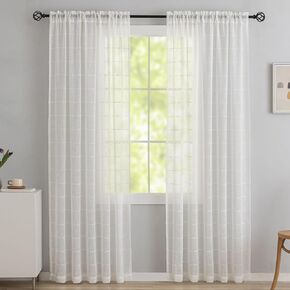YJ YANJUN Viral Curtains 84 Inches Long for Living Room 2 Panels Boho Embroidered Burlap Flax Linen Like Drapes Country Rustic Modern Farmhouse Neutral Bedroom Decor 52" W x 84" L Brown