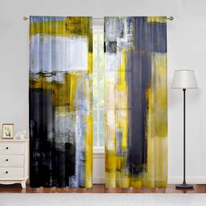 Orange Grey Curtains for Living Room Multicolor Checkered Curtains 84 Inch Length 2 Panels Set, Abstract Geometry Art Window Curtains Bedroom Drapes Rod Pocket Burnt Orange Curtains