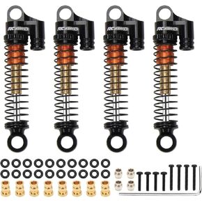 أجزاء صدمات RCAWD RC لـ FMS EAZYRC ROC HOBBY FCX24 1/24 & 1/18 ترقيات الزواحف، ممتص الصدمات الأمامي والخلفي من الألومنيوم قابل للتعديل #C3002 أسود