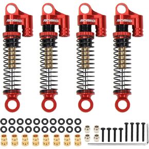 RCAWD RC Shocks Parts for FMS EAZYRC ROC HOBBY FCX24 1/24 & 1/18 Crawlers Upgrades, Front & Rear Shock Absorber Damper Aluminum Adjustable #C3002 Black