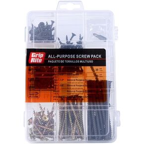 Grip Rite Prime Guard MPCDWS All Purpose Assorted Screw Pack with Free Number-2 Phillips Bit, 180-Piece