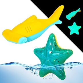 Dog Toy Floating Luminous, Squeaky Dog Toy, Glow in The Dark (Seahorse)