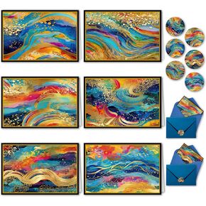 48 Blank Cards and Envelopes - 4x6" Assorted Note Cards for All Occasions, Rainbow Agate Greeting Cards, Thank You Cards Assortment Pack with Matching Envelope Seals