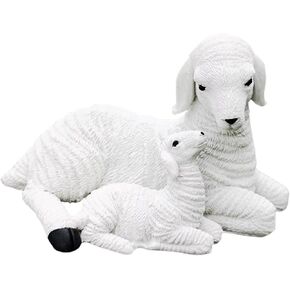 Bothyi Resin Figurine Lamb Ornament Decor for Garden Farm Yard Gifts Artificial Lamb Craft, 3 Lambs