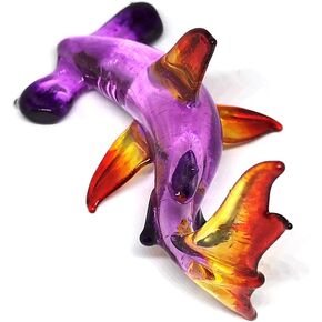 ZOOCRAFT Hammerhead Shark Figurine Blown Glass Sealife Collectible Miniature Aquarium Decor 1.6 x 2.8 x 1.5 inches Purple