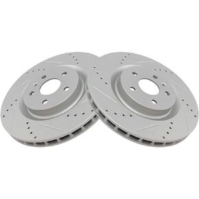 TRQ Front Performance Brake Rotor Drilled Slotted Pair Set for 2010-2015 Chevy Camaro / 2009 Pontiac G8 / 2012-2013 Buick Regal / 2014-2017 Chevy SS