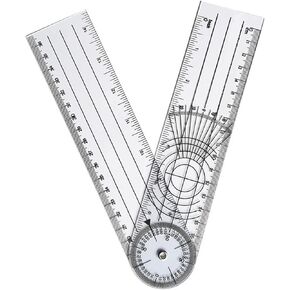 Clear Plastic Goniometer Angle Measuring Tool Protractor Finder Quick 360 Degree 7'' Arms Folding Ruler Office Measuring Drawing Woodworking Designers Architects Students Work