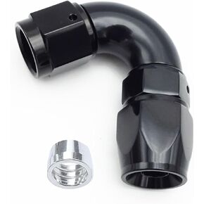 Black Aluminum 120 Degree -8 AN Female to AN8 Full Flow PTFE Hose End Fitting for Teflon Hose One-Piece Swivel Seal Fuel Pipe Hose Connectors
