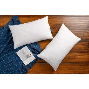 JA COMFORTS 12×20 Premium Goose Down Feather Throw Pillow Inserts(Set of 2)-5% Down Filling,High Filling Weight,250 TC Cotton Cover, Square, White