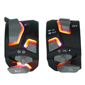 7/8" Motorcycle Switches LED Light Switch for Horn Button Turn Signal Electric Fog Lamp Light Start Handlebar Controller Switches, RED Light