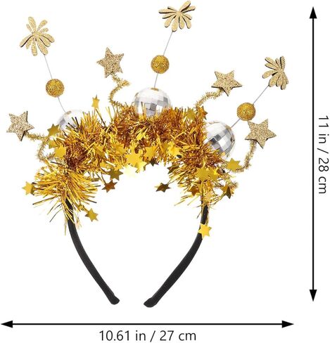 Abaodam 2024 Happy New Year Headband Glitter Star Sequins Headband Star Hair Hoop New Years Party Costume Headwear Favors. Golden in Kuwait