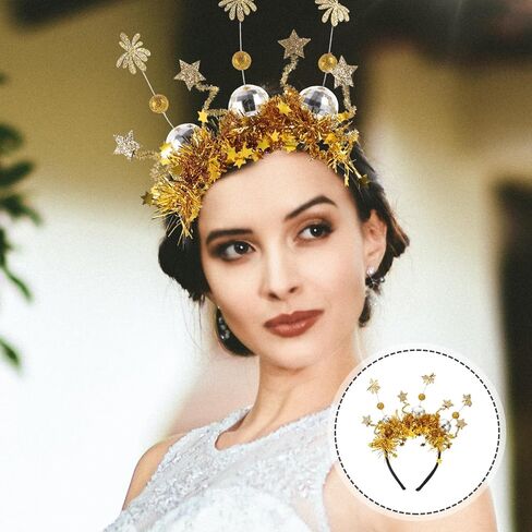 Abaodam 2024 Happy New Year Headband Glitter Star Sequins Headband Star Hair Hoop New Years Party Costume Headwear Favors. Golden in Kuwait