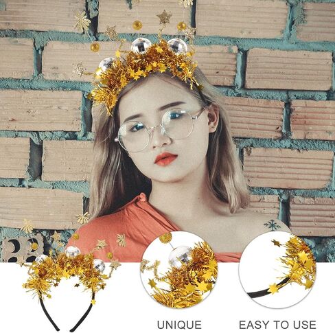 Abaodam 2024 Happy New Year Headband Glitter Star Sequins Headband Star Hair Hoop New Years Party Costume Headwear Favors. Golden in Kuwait
