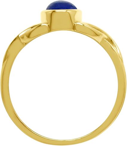 Silvershake 7X5mm Oval Shape Cabochon Gemstone White Gold Plated or Yellow Gold Plated 925 Sterling Silver Triquetra Celtic Knot Solitaire Gemstone Ring Jewelry for Women in Saudi Arabia