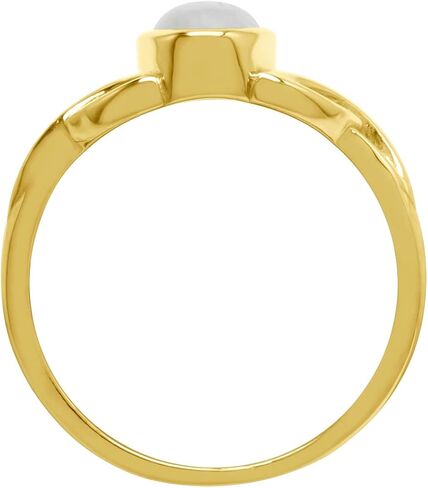 Silvershake 7X5mm Oval Shape Cabochon Gemstone White Gold Plated or Yellow Gold Plated 925 Sterling Silver Triquetra Celtic Knot Solitaire Gemstone Ring Jewelry for Women in Saudi Arabia