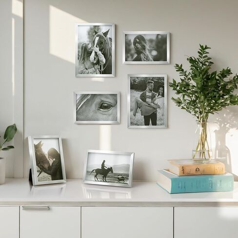 إطارات صور Afuly مقاس 5 × 7 مقاس 4 × 6 إطار صورة مكتبي مجموعة من 3 قطع مقاس 5 × 7 4 × 6 لعرض الصور على الحائط على سطح الطاولة ديكور منزلي حديث هدايا زفاف لأعياد الميلاد لأصدقاء العائلة، فضي in Kuwait