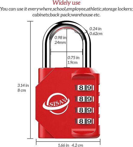 4 Digit Combination Lock,Gym Padlock,Outdoor Combination Padlock,Suitable for School Lockers,Tool Boxes,Fences,Gate(Black 1Pack) in Saudi Arabia