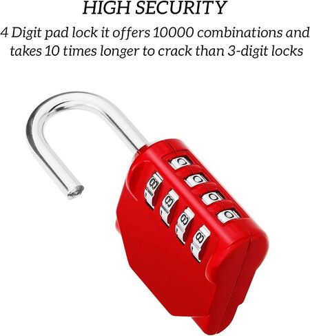 4 Digit Combination Lock,Gym Padlock,Outdoor Combination Padlock,Suitable for School Lockers,Tool Boxes,Fences,Gate(Black 1Pack) in Saudi Arabia