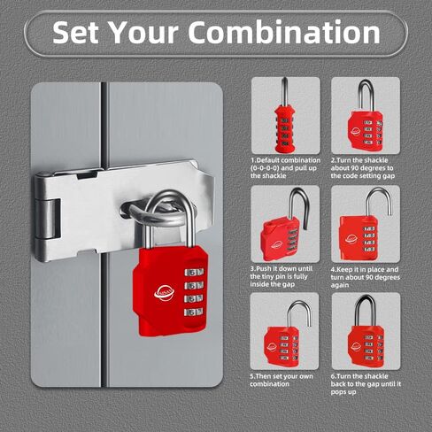 4 Digit Combination Lock,Gym Padlock,Outdoor Combination Padlock,Suitable for School Lockers,Tool Boxes,Fences,Gate(Black 1Pack) in Saudi Arabia