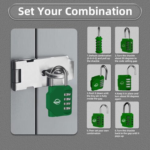 4 Digit Combination Lock,Gym Padlock,Outdoor Combination Padlock,Suitable for School Lockers,Tool Boxes,Fences,Gate(Black 1Pack) in Saudi Arabia