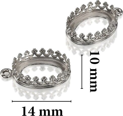 Jewelry Making Findings 925 Sterling Silver Antique Style 10 x 14 mm Bezel Oval Crown Setting for Pendants Charms or Earrings, 2 Pcs in Saudi Arabia