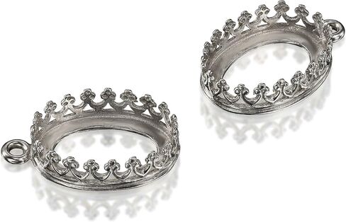 Jewelry Making Findings 925 Sterling Silver Antique Style 10 x 14 mm Bezel Oval Crown Setting for Pendants Charms or Earrings, 2 Pcs in Saudi Arabia