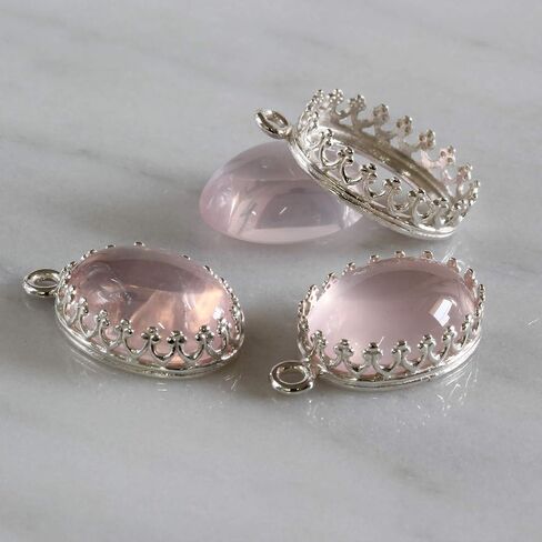 Jewelry Making Findings 925 Sterling Silver Antique Style 10 x 14 mm Bezel Oval Crown Setting for Pendants Charms or Earrings, 2 Pcs in Saudi Arabia