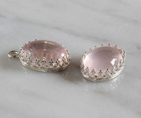 Jewelry Making Findings 925 Sterling Silver Antique Style 10 x 14 mm Bezel Oval Crown Setting for Pendants Charms or Earrings, 2 Pcs in Saudi Arabia