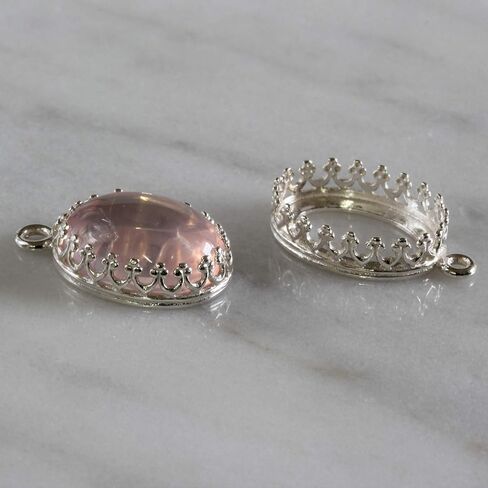 Jewelry Making Findings 925 Sterling Silver Antique Style 10 x 14 mm Bezel Oval Crown Setting for Pendants Charms or Earrings, 2 Pcs in Saudi Arabia