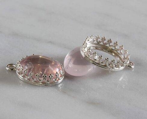 Jewelry Making Findings 925 Sterling Silver Antique Style 10 x 14 mm Bezel Oval Crown Setting for Pendants Charms or Earrings, 2 Pcs in Saudi Arabia