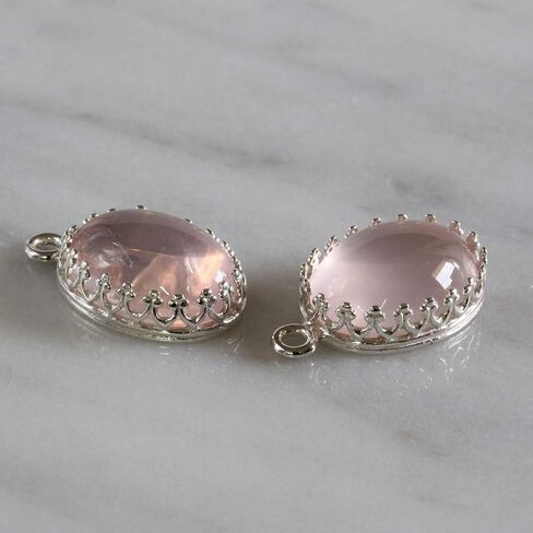 Jewelry Making Findings 925 Sterling Silver Antique Style 10 x 14 mm Bezel Oval Crown Setting for Pendants Charms or Earrings, 2 Pcs in Saudi Arabia