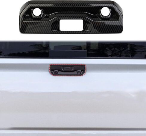 Carbon Fiber Trunk Rear Door Handle Trim Cover for 2019-2023 GMC Sierra/Chevy Silverado 1500 2500 3500HD (type 1) in Saudi Arabia