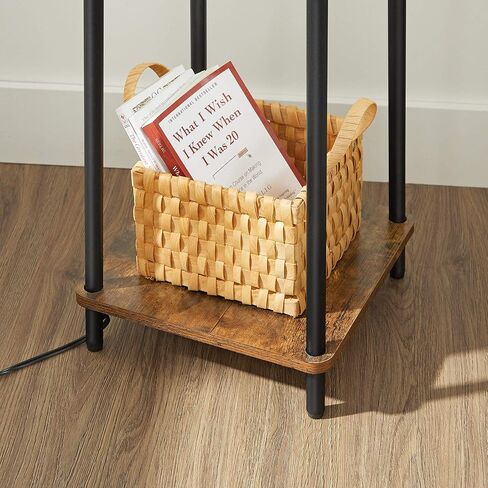 مصباح أرضي من VASAGLE مع أرفف، مصباح قراءة واقف مع غطاء مصباح، لغرفة المعيشة، غرفة النوم، المصباح غير متضمن، بني ريفي وأسود ULFL012B01 in Kuwait