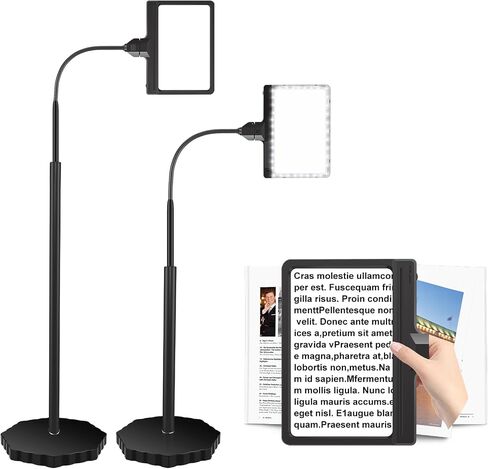 5X Magnifying Glass with Light and Stand, Adjustable Brightness Magnifying Floor Lamp, Gooseneck Arm Lighted Magnifier for Reading, Crafts and Close Work in Saudi Arabia