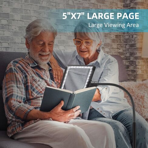 5X Magnifying Glass with Light and Stand, Adjustable Brightness Magnifying Floor Lamp, Gooseneck Arm Lighted Magnifier for Reading, Crafts and Close Work in Saudi Arabia