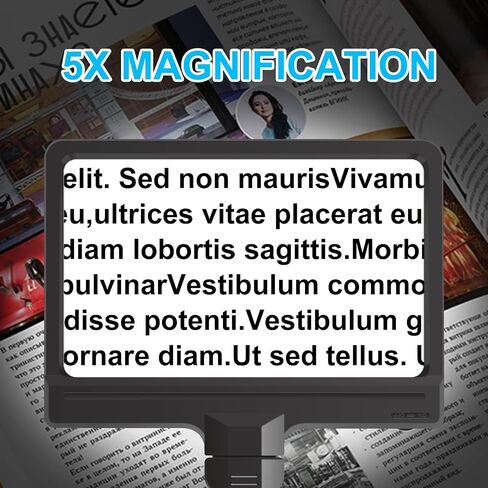 5X Magnifying Glass with Light and Stand, Adjustable Brightness Magnifying Floor Lamp, Gooseneck Arm Lighted Magnifier for Reading, Crafts and Close Work in Saudi Arabia