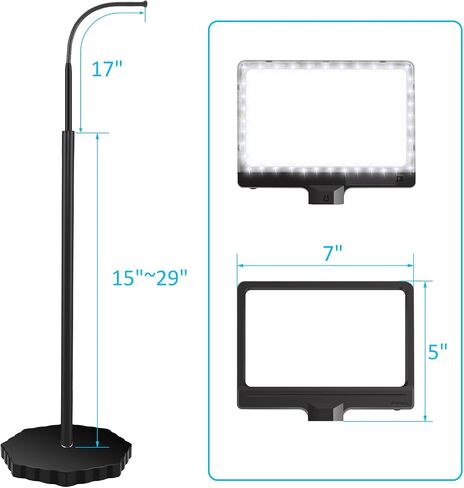 5X Magnifying Glass with Light and Stand, Adjustable Brightness Magnifying Floor Lamp, Gooseneck Arm Lighted Magnifier for Reading, Crafts and Close Work in Saudi Arabia