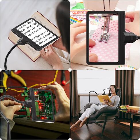 5X Magnifying Glass with Light and Stand, Adjustable Brightness Magnifying Floor Lamp, Gooseneck Arm Lighted Magnifier for Reading, Crafts and Close Work in Saudi Arabia