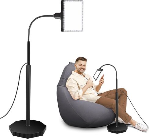 5X Magnifying Glass with Light and Stand, Adjustable Brightness Magnifying Floor Lamp, Gooseneck Arm Lighted Magnifier for Reading, Crafts and Close Work in Saudi Arabia