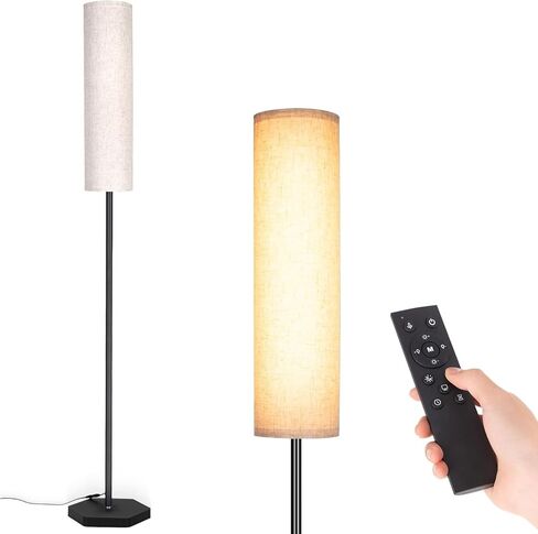مصابيح أرضية لغرفة المعيشة، مصباح أرضي LED بقدرة 12 وات مع جهاز تحكم عن بعد و3 درجات حرارة ألوان، مصباح للقراءة، مصابيح أرضية مع غطاء مصباح بيج لغرف النوم/المكتب (المصباح متضمن) in Saudi Arabia