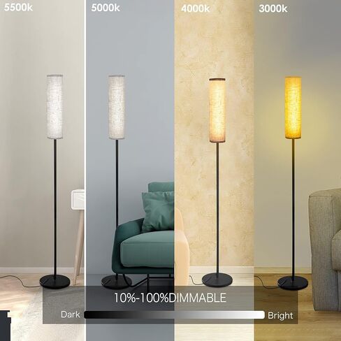 مصابيح أرضية لغرفة المعيشة، مصباح أرضي LED بقدرة 12 وات مع جهاز تحكم عن بعد و3 درجات حرارة ألوان، مصباح للقراءة، مصابيح أرضية مع غطاء مصباح بيج لغرف النوم/المكتب (المصباح متضمن) in Saudi Arabia